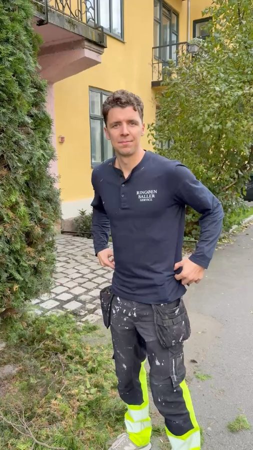 Nyklippet hekk langs bygård i Oslo