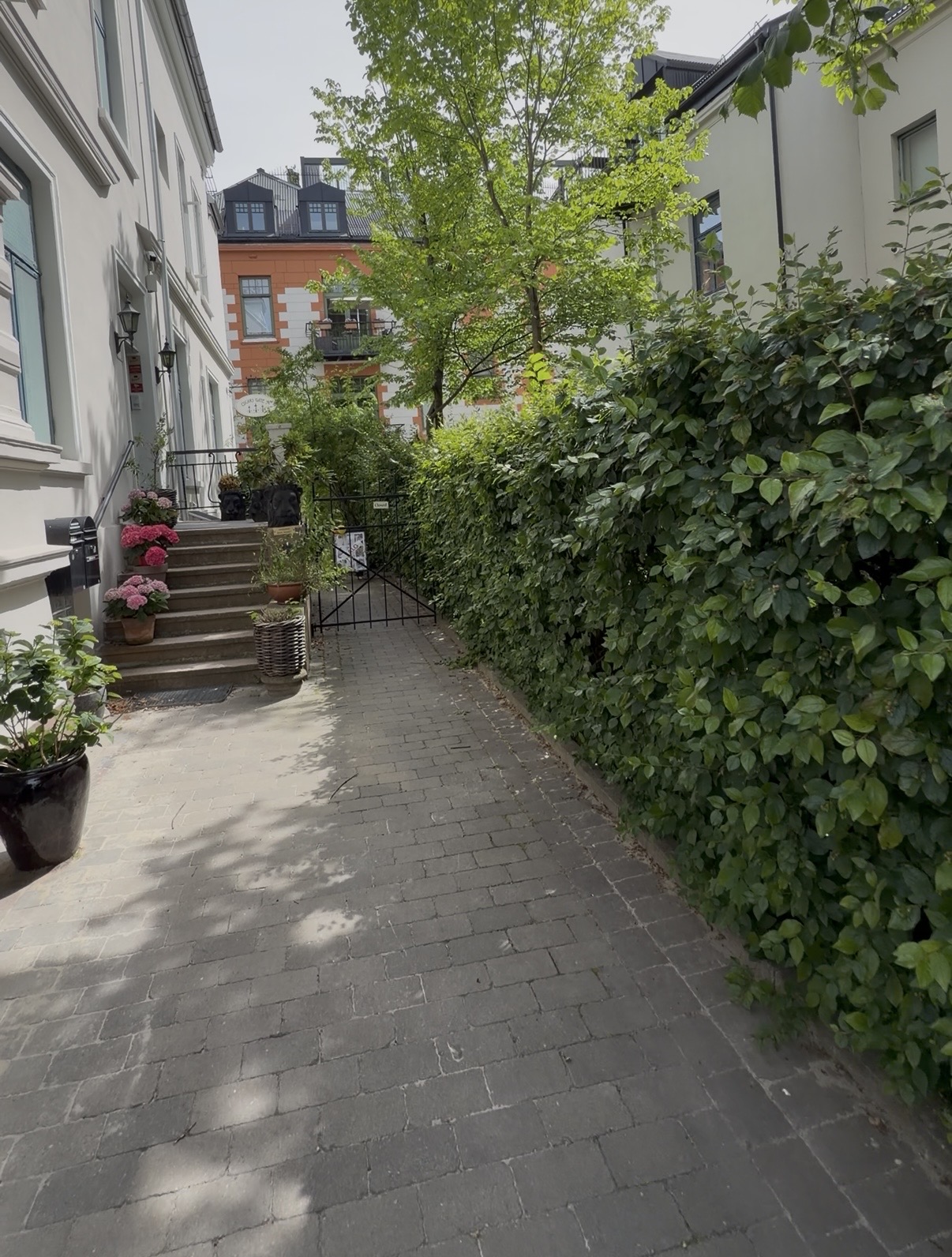 Ryddet og feid gårdsrom etter klipp